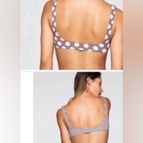 NWT [KikiRio] Reversible Polka Dot/Stiped Bikini Swimsuit Top Women's Sz XS - Picture 9 of 12